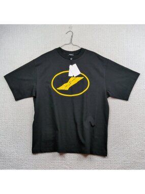 We11done Oversized Graphic Tee Black / Yellow Smile Logo Korea Made T-Shirt NWT
